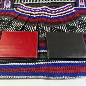 NWT Thin Leather wallets Red Leather Black leather bill folds NWOT Hide Milva